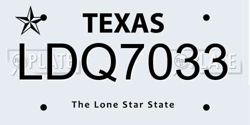 LDQ7033 Texas License Plate