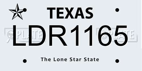 LDR1165 Texas License Plate