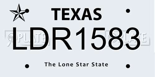 LDR1583 Texas License Plate