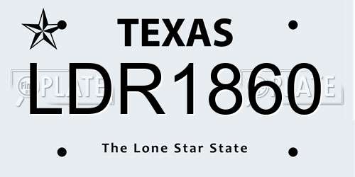 LDR1860 Texas License Plate