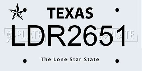 LDR2651 Texas License Plate
