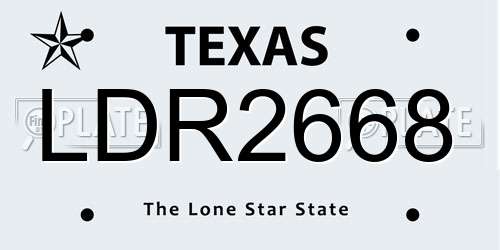 LDR2668 Texas License Plate