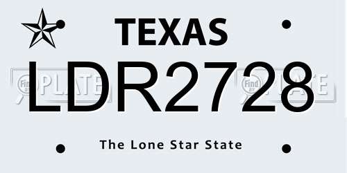LDR2728 Texas License Plate