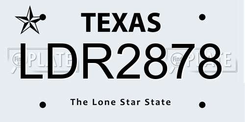 LDR2878 Texas License Plate