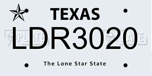 LDR3020 Texas License Plate