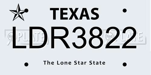 LDR3822 Texas License Plate