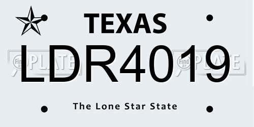 LDR4019 Texas License Plate