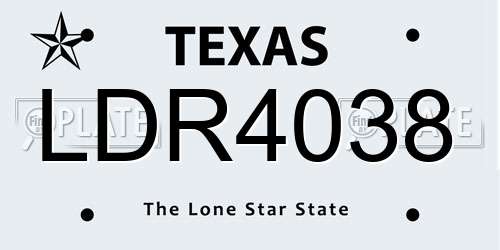 LDR4038 Texas License Plate