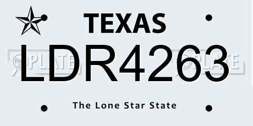 LDR4263 Texas License Plate