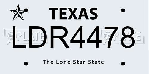 LDR4478 Texas License Plate