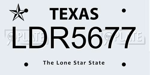 LDR5677 Texas License Plate