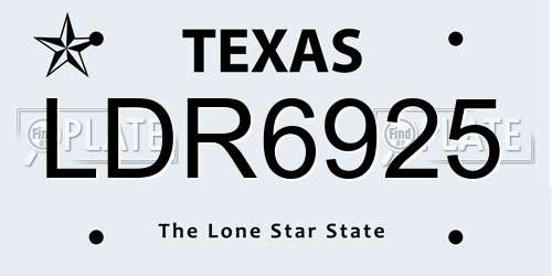 LDR6925 Texas License Plate