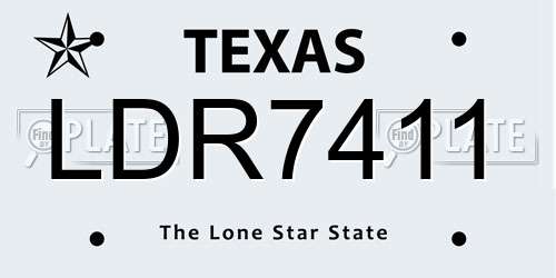 LDR7411 Texas License Plate