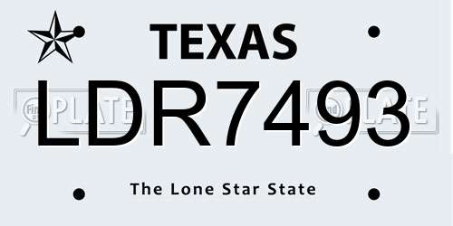 LDR7493 Texas License Plate