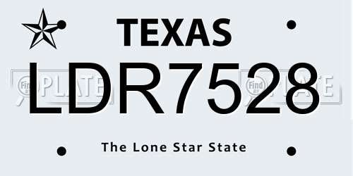 LDR7528 Texas License Plate