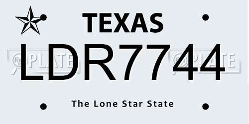 LDR7744 Texas License Plate