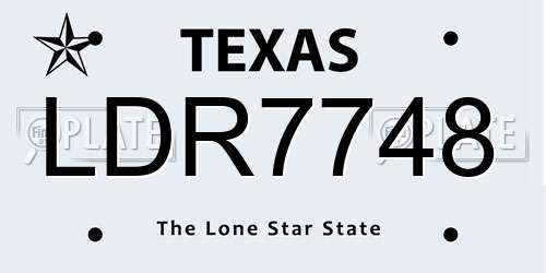 LDR7748 Texas License Plate