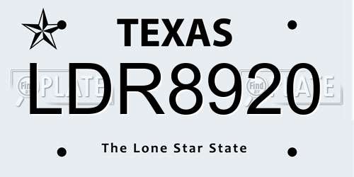 LDR8920 Texas License Plate