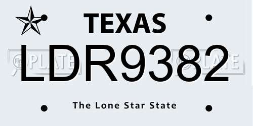 LDR9382 Texas License Plate