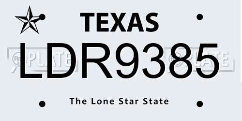 LDR9385 Texas License Plate