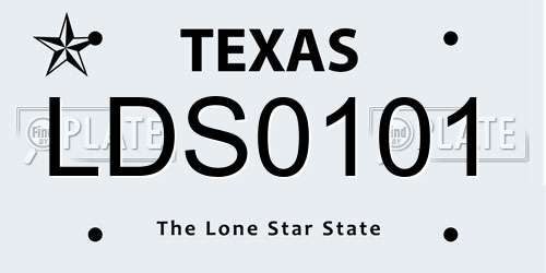 LDS0101 Texas License Plate