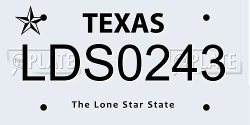 LDS0243 Texas License Plate