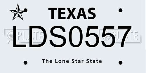 LDS0557 Texas License Plate
