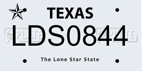 LDS0844 Texas License Plate