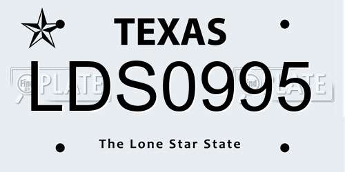 LDS0995 Texas License Plate