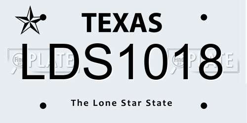 LDS1018 Texas License Plate