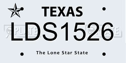LDS1526 Texas License Plate