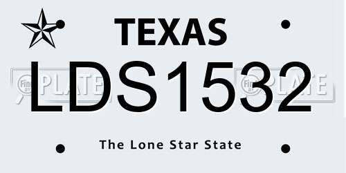 LDS1532 Texas License Plate