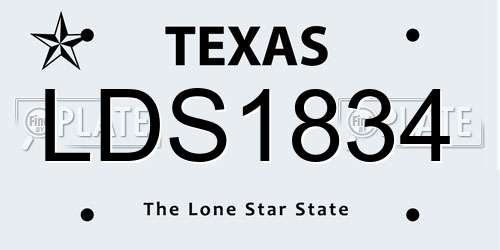 LDS1834 Texas License Plate