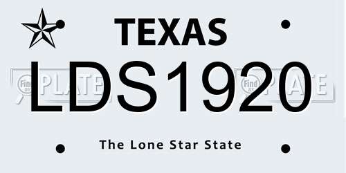 LDS1920 Texas License Plate