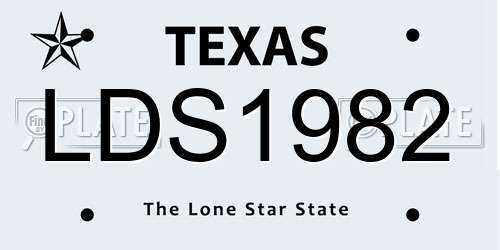 LDS1982 Texas License Plate
