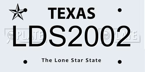 LDS2002 Texas License Plate