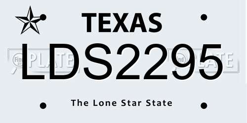 LDS2295 Texas License Plate
