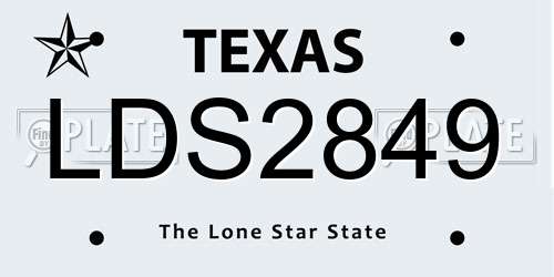 LDS2849 Texas License Plate