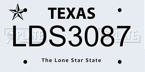 LDS3087 Texas License Plate