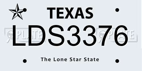 LDS3376 Texas License Plate