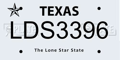 LDS3396 Texas License Plate