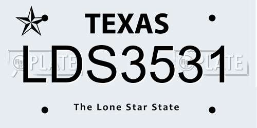 LDS3531 Texas License Plate