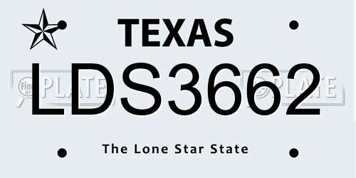 LDS3662 Texas License Plate