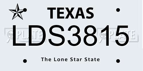 LDS3815 Texas License Plate
