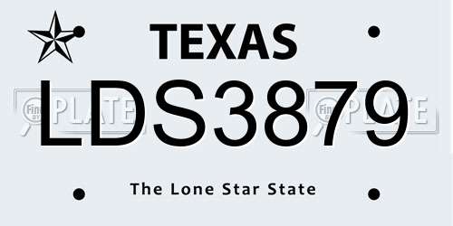 LDS3879 Texas License Plate
