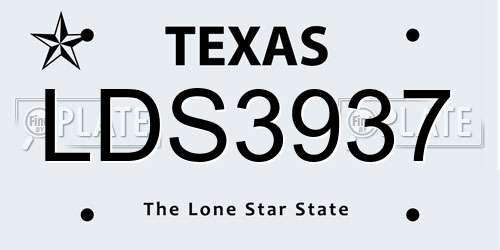 LDS3937 Texas License Plate