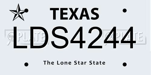 LDS4244 Texas License Plate