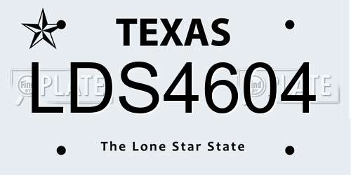 LDS4604 Texas License Plate