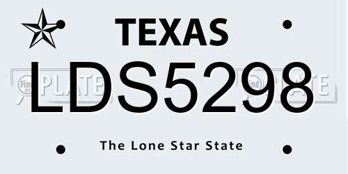 LDS5298 Texas License Plate