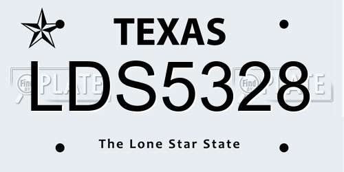 LDS5328 Texas License Plate